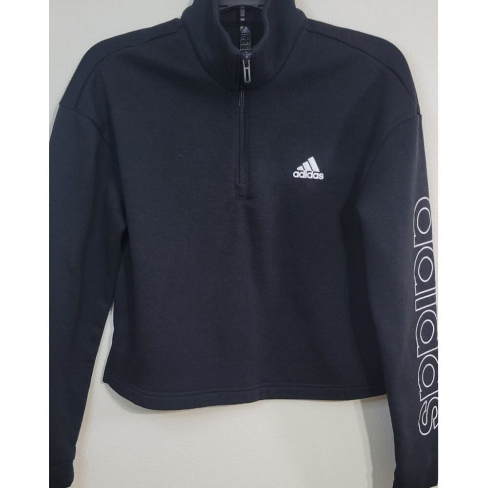 Adidas Sweatshirt Womens Medium Sporty Athletic Cropped Simple Sweatshirt Goth